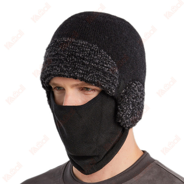 black beanie knitted hat monochrome pattern